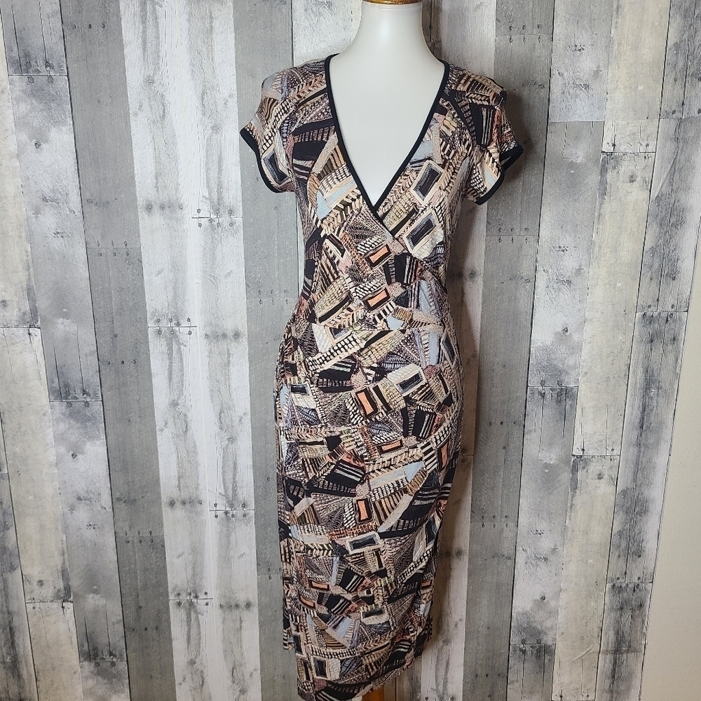 Peruvian Connection Small Faux Wrap Printed Midi Dress